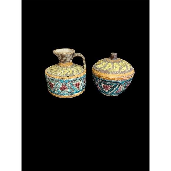 MCM RAYMOR BITOSSI ALDO LONDI LAVA GLAZE SGRAFFITO ITALY POTTERY PITCHER/BOWL - Picture 5 of 5